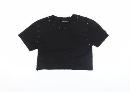 Womens UK Size M Asos Design Black Cropped T-Shirt