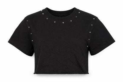 Womens UK Size M Asos Design Black Cropped T-Shirt