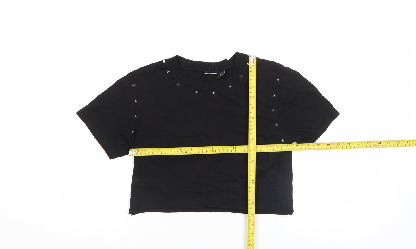 Womens UK Size M Asos Design Black Cropped T-Shirt