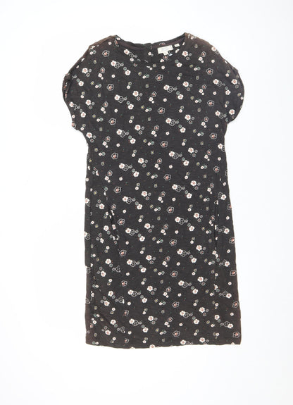 Fat Face Women’s Black Floral Cotton Shift Dress Size 14
