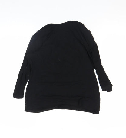 Autograph Women's Black Beaded V-Neck Tunic Blouse Size 6