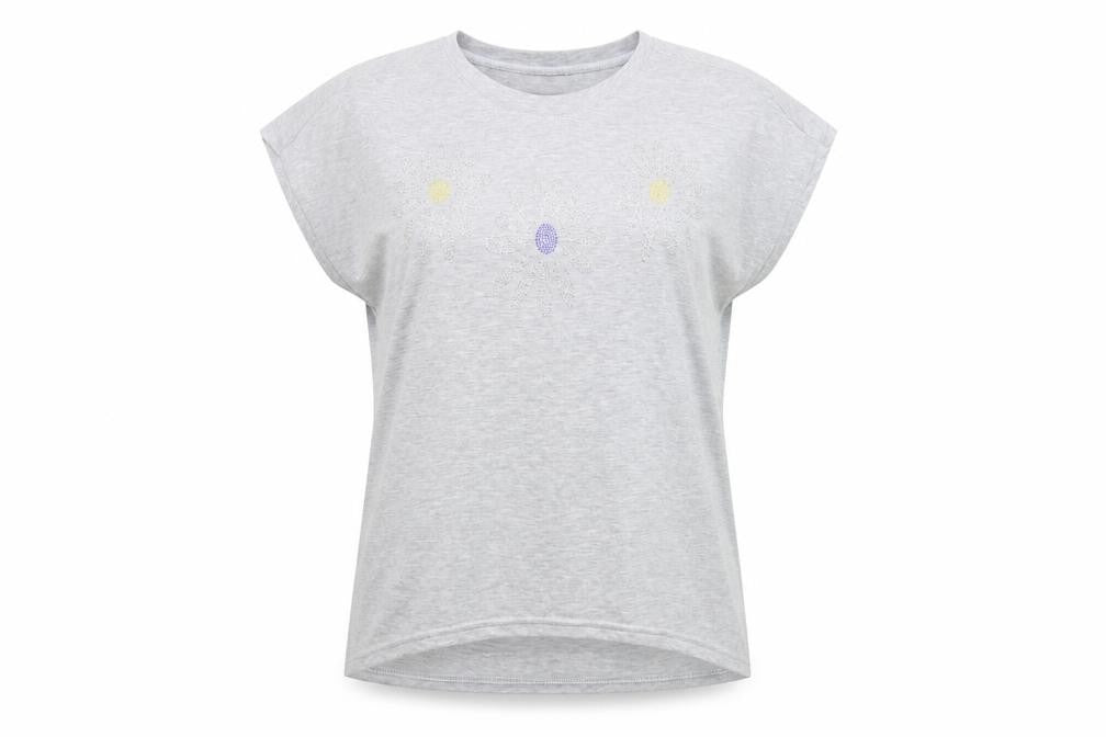 Womens UK Size M/L Blue Vanilla Grey Basic T-Shirt