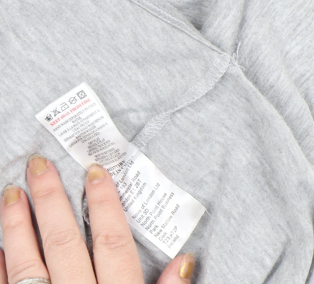 Blue Vanilla Women's Grey Beaded Flower Relaxed Fit T-Shirt Size M/L