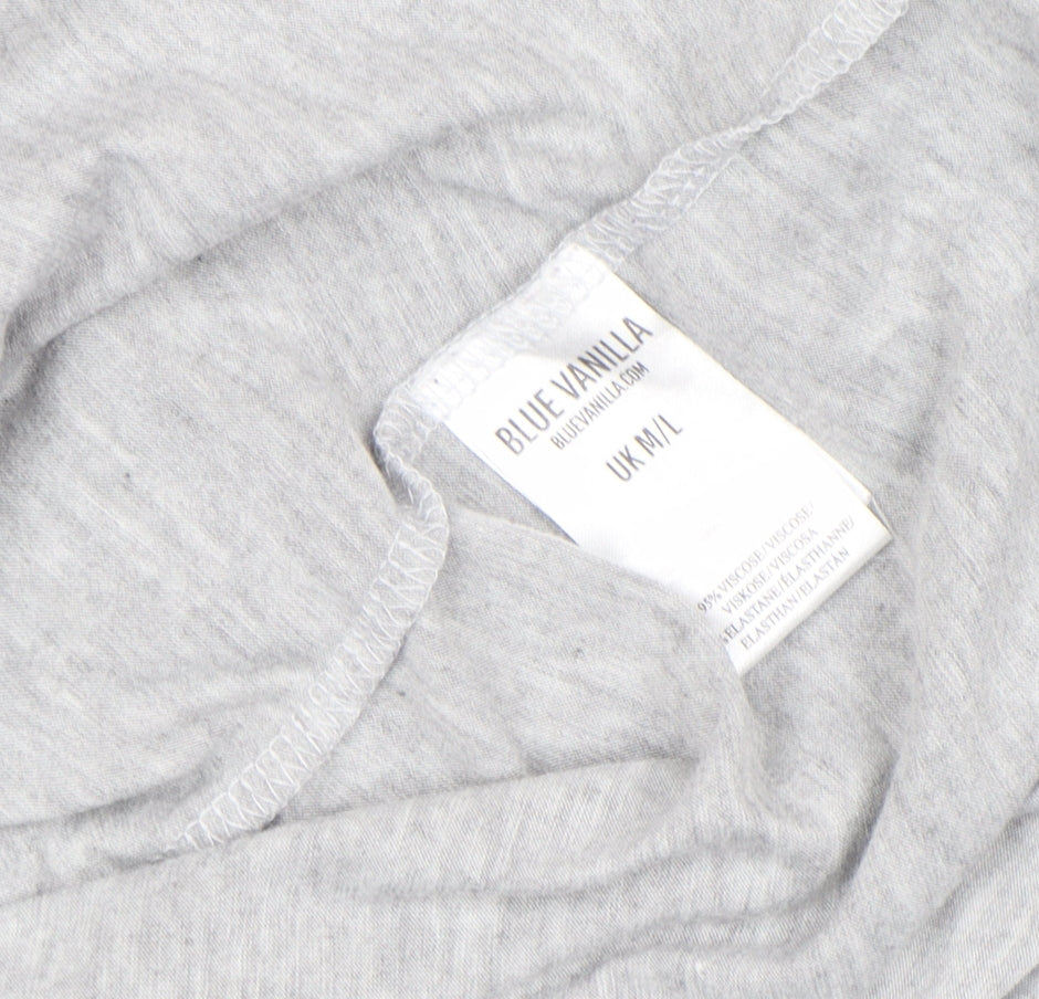 Blue Vanilla Women's Grey Beaded Flower Relaxed Fit T-Shirt Size M/L