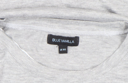 Blue Vanilla Women's Grey Beaded Flower Relaxed Fit T-Shirt Size M/L