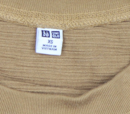 Womens UK Size XS Uniqlo Brown Cropped T-Shirt