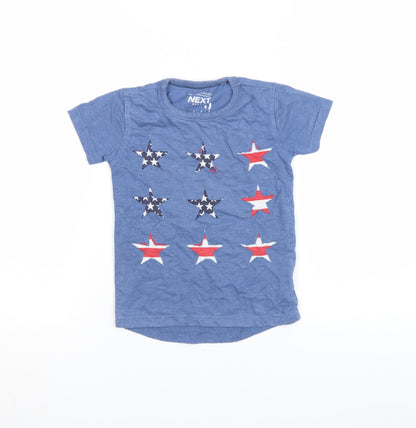 Next Girls Blue Star Print Cotton Blend T-Shirt 4-5 Years