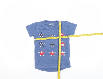 Next Girls Blue Star Print Cotton Blend T-Shirt 4-5 Years