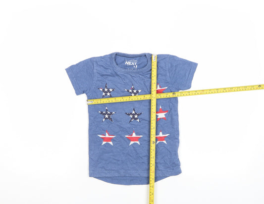 Next Girls Blue Star Print Cotton Blend T-Shirt 4-5 Years