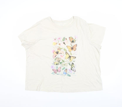Old Navy Women’s Beige Butterfly Print Relaxed T-Shirt 2XL