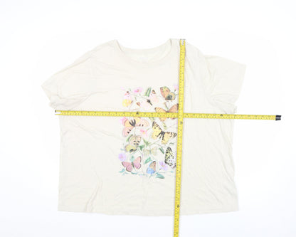 Old Navy Women’s Beige Butterfly Print Relaxed T-Shirt 2XL
