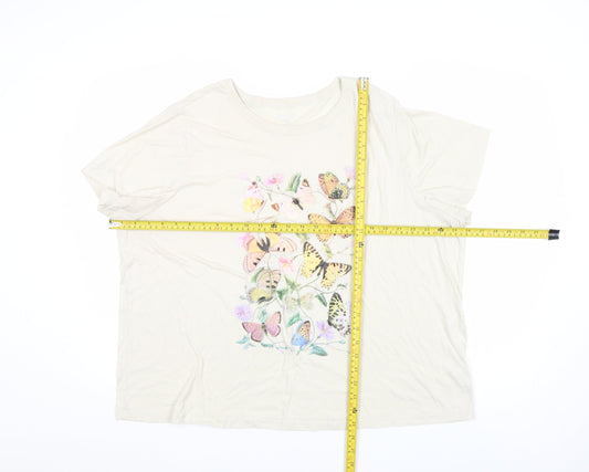Old Navy Women’s Beige Butterfly Print Relaxed T-Shirt 2XL