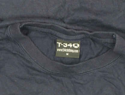 Unisex Adults UK Size M T-34 Blue Basic T-Shirt