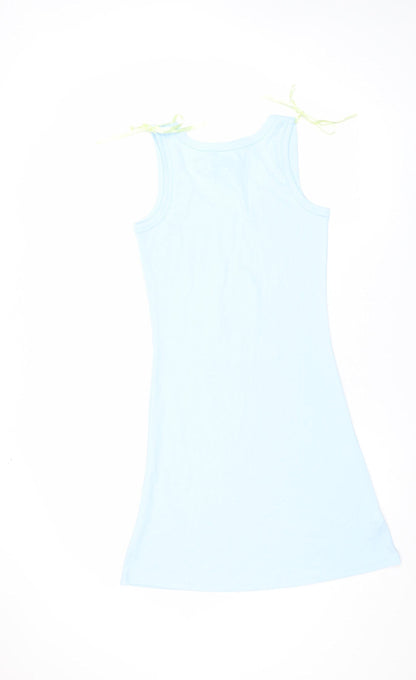Women's Blue Cat Print Sleeveless Nightshirt Size 8-10 Lightweight Jersey