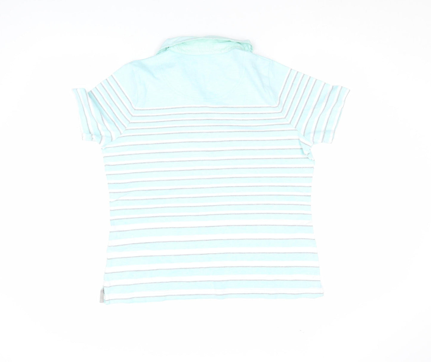 DASH Women’s Blue Striped Polo Shirt Size 16 Cotton Short Sleeve