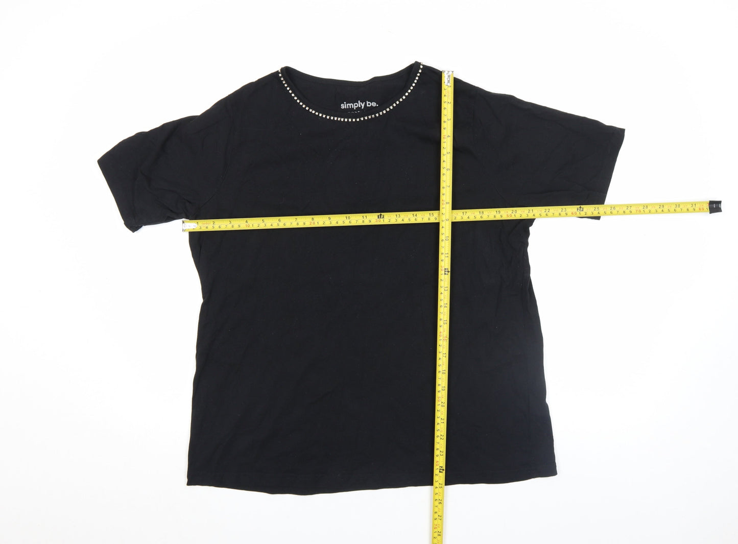 Womens UK Size 16 Simply Be Black Basic T-Shirt