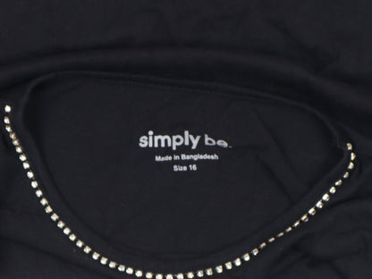 Womens UK Size 16 Simply Be Black Basic T-Shirt