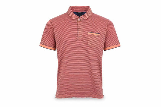 Marks and Spencer Autograph Men's Orange Striped Cotton Polo Shirt Size L