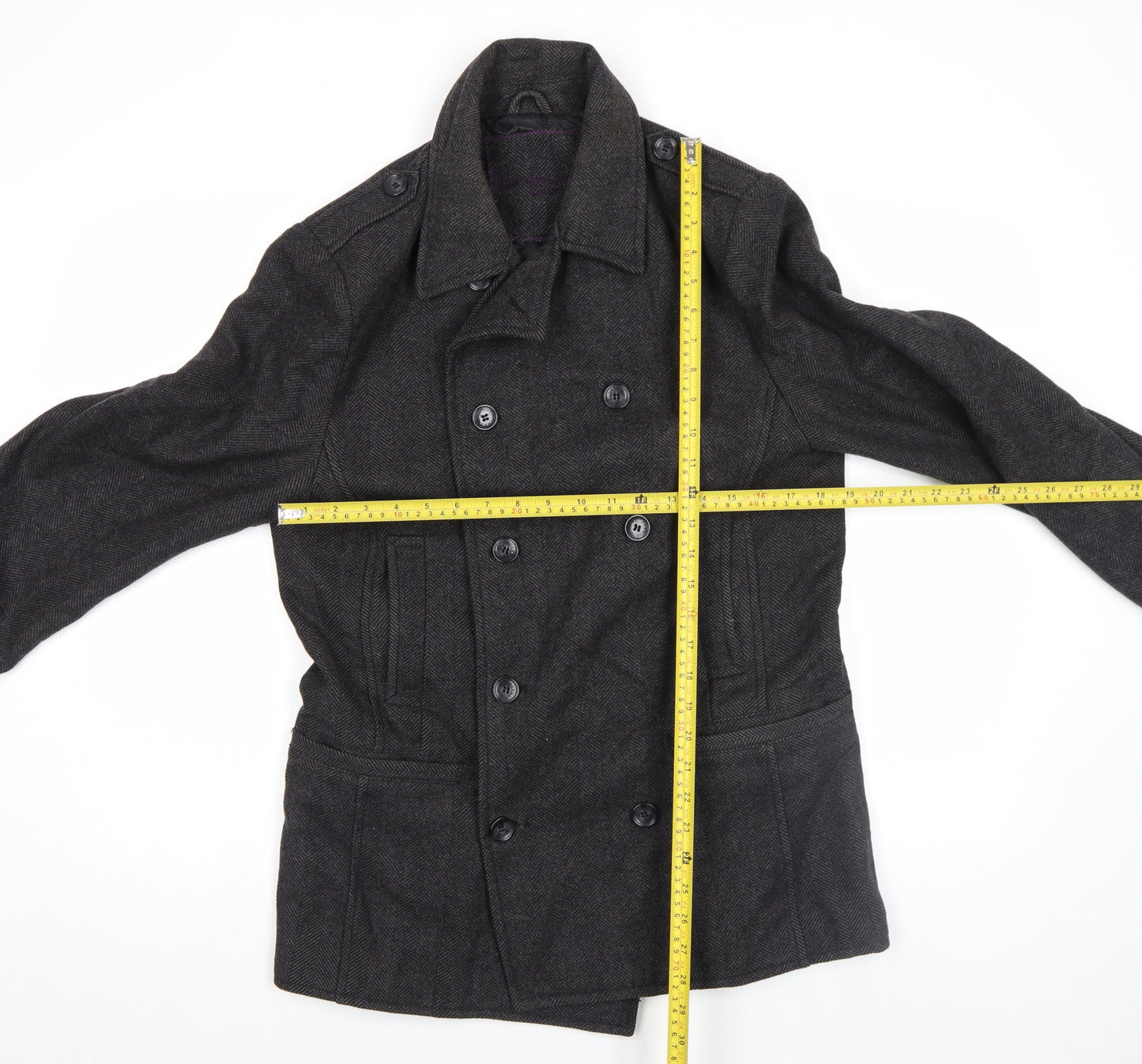 Mens UK Size M DREAMWEAVER LONDON Grey Pea Coat