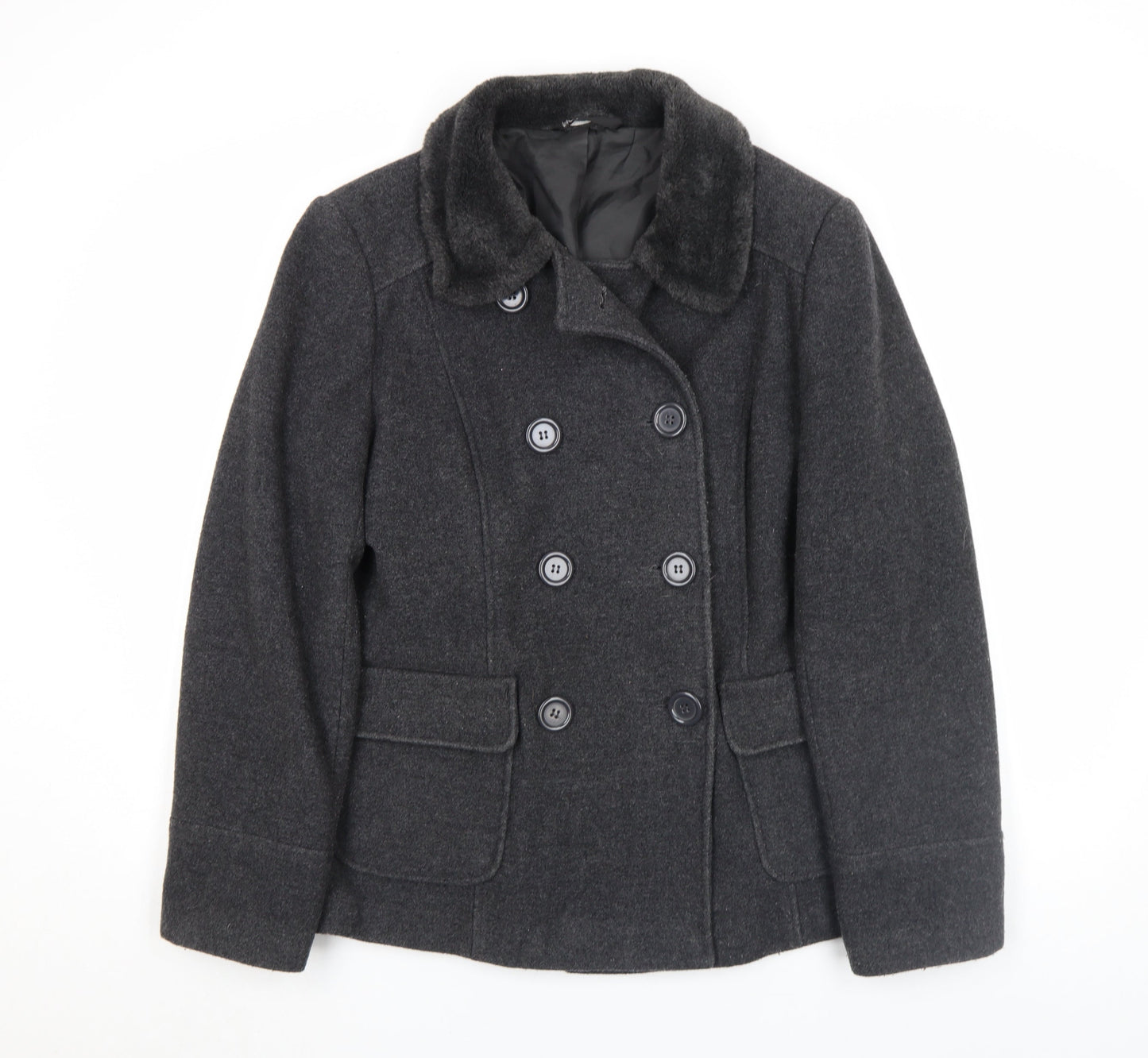 Womens UK Size 14 BHS Grey Pea Coat