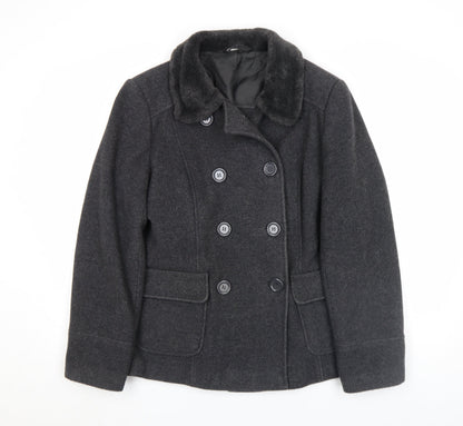 Womens UK Size 14 BHS Grey Pea Coat