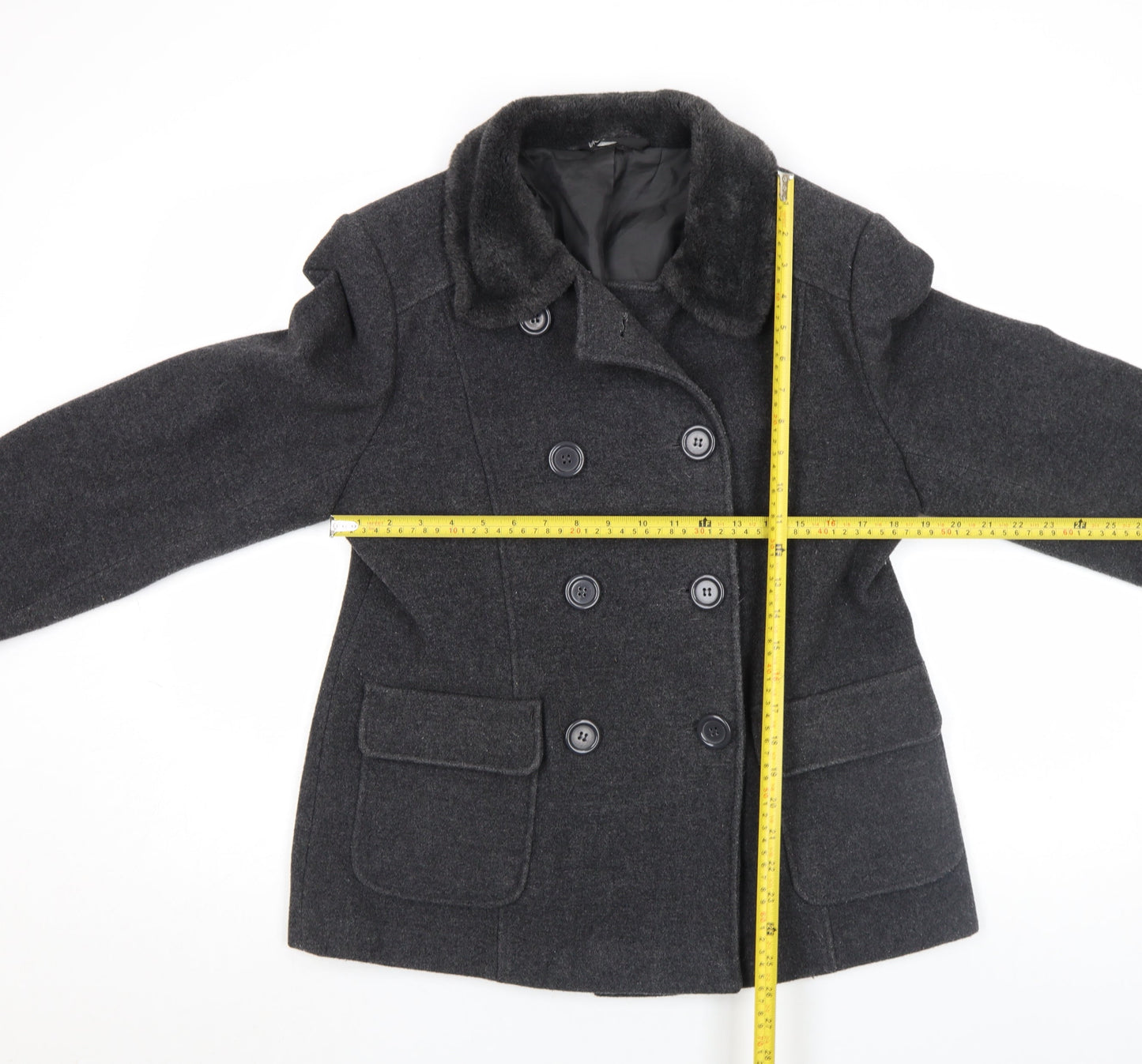 Womens UK Size 14 BHS Grey Pea Coat