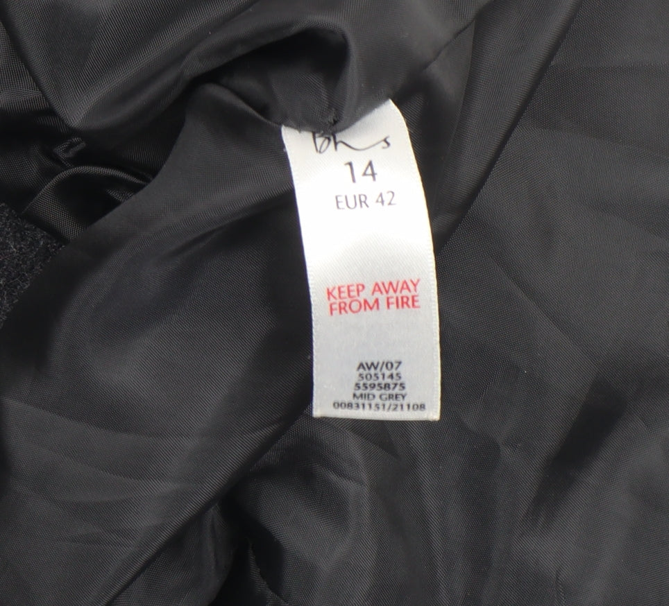 Womens UK Size 14 BHS Grey Pea Coat