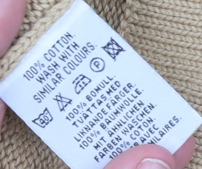 B·B Men’s Beige Cotton Full Zip High Neck Jumper 2XL