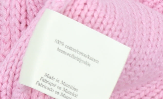 Laura Ashley Women’s Pink Cotton Cardigan XL Collared Chunky Knit