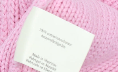 Laura Ashley Women’s Pink Cotton Cardigan XL Collared Chunky Knit