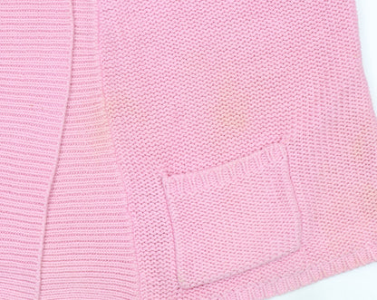 Laura Ashley Women’s Pink Cotton Cardigan XL Collared Chunky Knit
