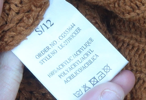 Brave Soul Women’s Brown Cable Knit Jumper Dress Size S Roll Neck