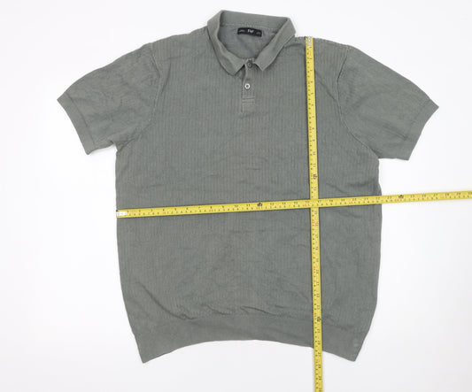 F&F Men’s Green Cotton Knit Polo Shirt XL Short Sleeve