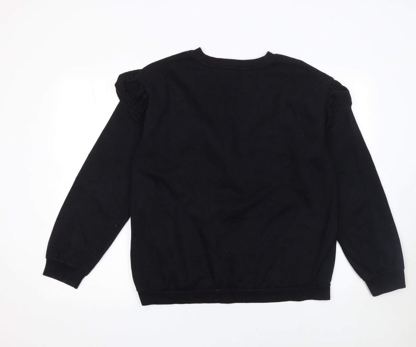 H&M Girls Black Ruffle Long Sleeve Crew Neck Sweatshirt 12-14 Years