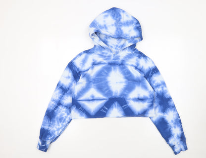 GAP Teen Girls Blue Tie-Dye Fleece Pullover Hoodie Size 12 Years