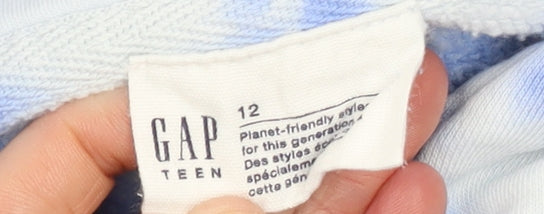 GAP Teen Girls Blue Tie-Dye Fleece Pullover Hoodie Size 12 Years