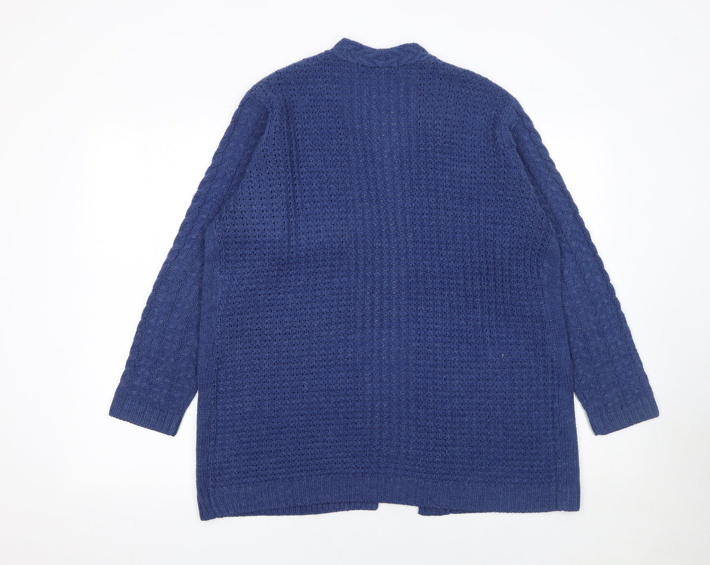 Isle Essentials Women Blue Cable-Knit Open Cardigan M 14-16
