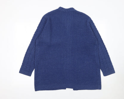 Isle Essentials Women Blue Cable-Knit Open Cardigan M 14-16