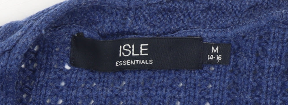 Isle Essentials Women Blue Cable-Knit Open Cardigan M 14-16