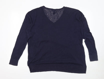 Gap Women’s Blue V-Neck Cotton Knit Pullover Jumper Size L