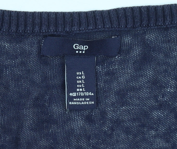 Gap Women’s Blue V-Neck Cotton Knit Pullover Jumper Size L