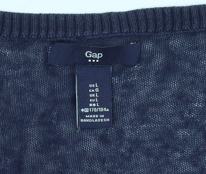 Gap Women’s Blue V-Neck Cotton Knit Pullover Jumper Size L