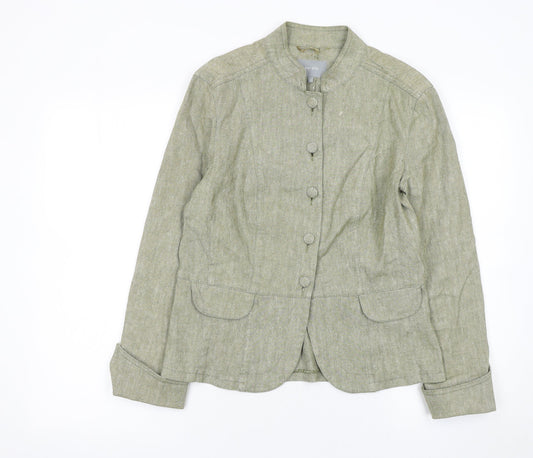 Marks and Spencer Per Una Women's Green Linen Blend Tailored Blazer Size 12