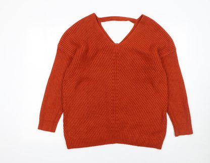 Womens UK Size S New Look Orange Pullover Jumper