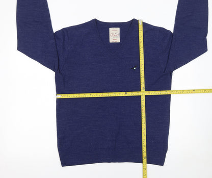 River Island Men's Blue V-Neck Acrylic Knit Jumper Size M