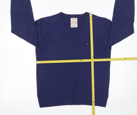 River Island Men's Blue V-Neck Acrylic Knit Jumper Size M