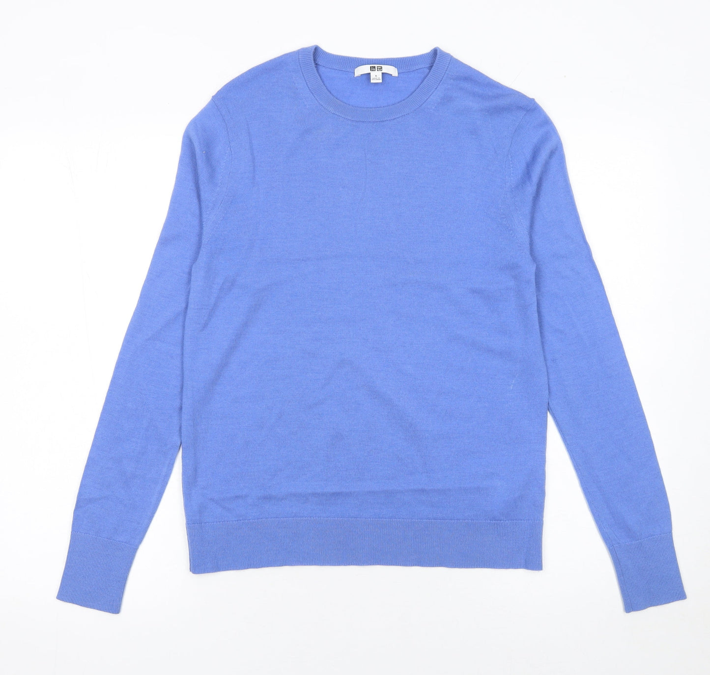 Uniqlo Men's Blue Wool Crew Neck Pullover Jumper Size S