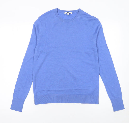 Uniqlo Men's Blue Wool Crew Neck Pullover Jumper Size S