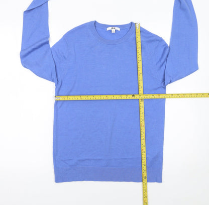 Uniqlo Men's Blue Wool Crew Neck Pullover Jumper Size S