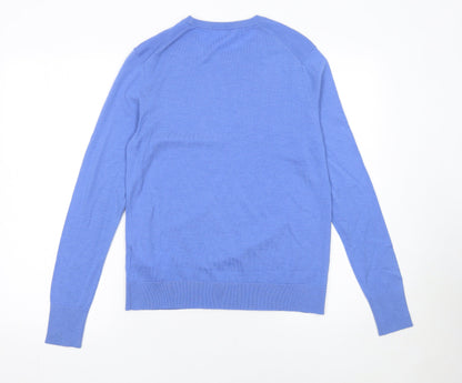 Uniqlo Men's Blue Wool Crew Neck Pullover Jumper Size S